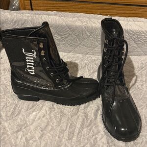Juicy Couture sz 8 black glitter duck rain boots…